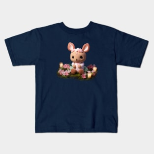 Knitted bunny in ambient nature scene Kids T-Shirt